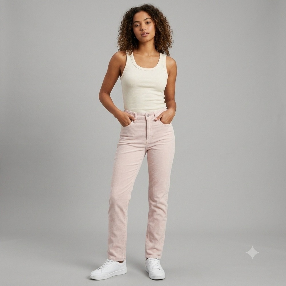 American Eagle Jeans Womens 000 Pink High Rise Straight Leg Stretch
